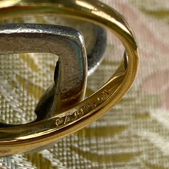 PA vermeil blue chalcedony ring with CZ gems - Picture 4 of 9